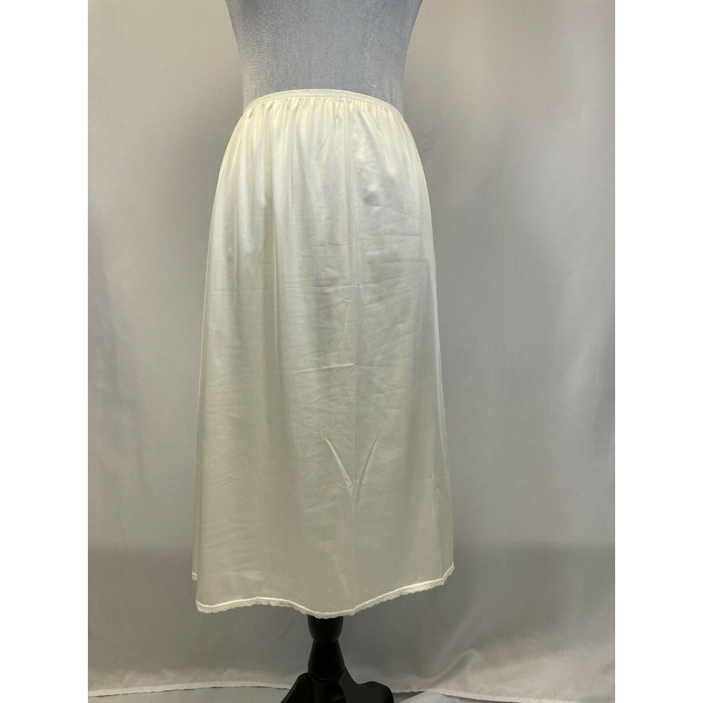 Vanity Fair Vintage Cream Colored Womens M 26” Slip Side Slit -see Description